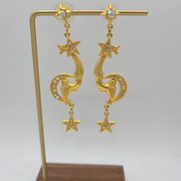 Kirks Folly Vintage Gold Tone Moon and Start Mermaid Earrings NWOT! - Picture 14 of 16